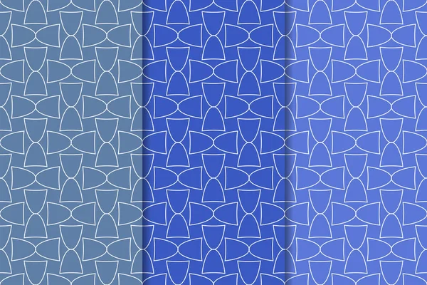Mavi geometrik süsler. Web, Tekstil ve duvar kağıtları için dikey Dikişsiz desen seti