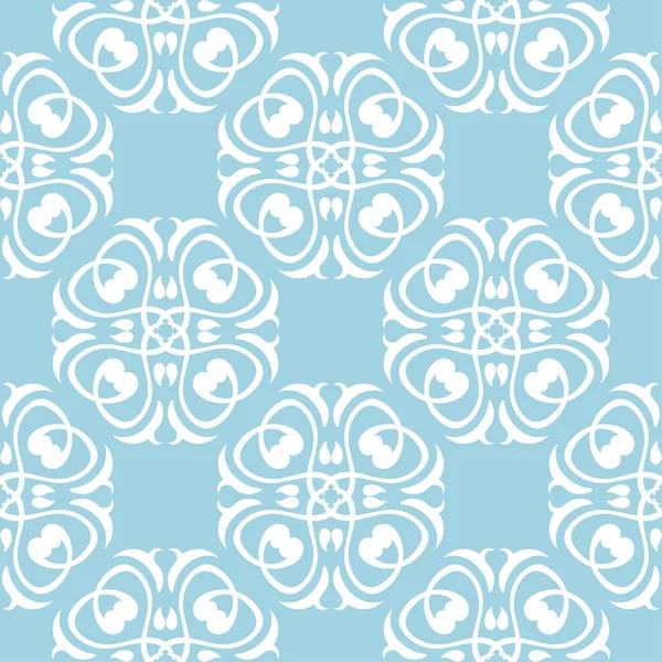 Mavi zemin üzerine beyaz çiçek süsleme. Tekstil ve duvar kağıtları için seamless modeli