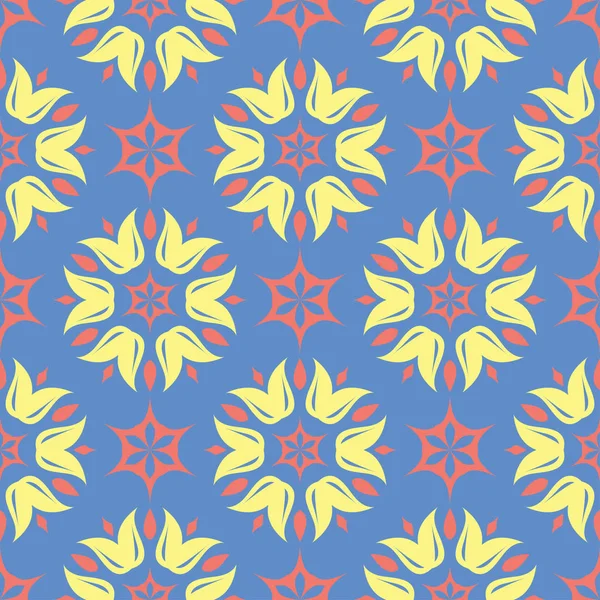 Çiçek seamless modeli. Mavi arka plan duvar kağıtları, Tekstil ve kumaş için renkli çiçek öğeleri ile