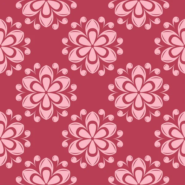 Kırmızı zemin üzerine çiçek süsleme. Tekstil ve duvar kağıtları için seamless modeli