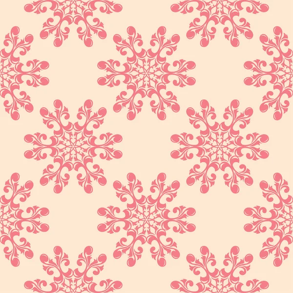 Bej renkli arka plan üzerinde kırmızı çiçekli süs. Tekstil ve duvar kağıtları için seamless modeli