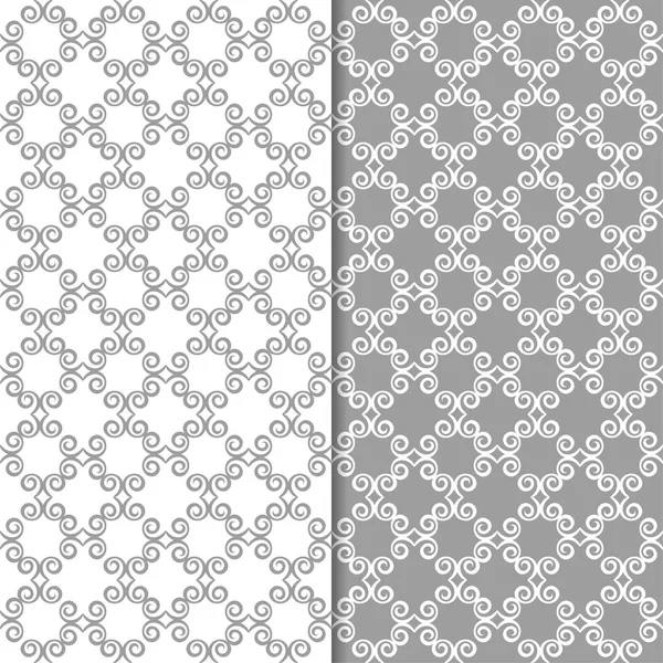 Beyaz ve gri çiçek arka planlar. Tekstil ve duvar kağıtları için dikişsiz desen seti