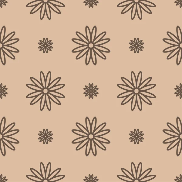 Bej renkli arka plan üzerinde kahverengi çiçek süsleme. Tekstil ve duvar kağıtları için seamless modeli