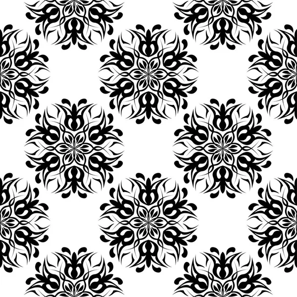 Beyaz arka planda siyah çiçek süsleme. Tekstil ve duvar kağıtları için seamless modeli