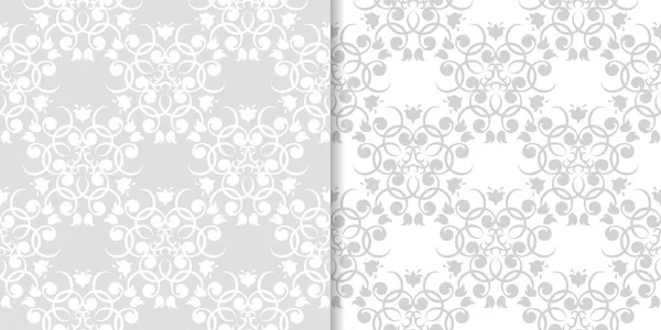 Işık gri çiçek süs tasarımlar. Tekstil ve duvar kağıtları için dikişsiz desen seti