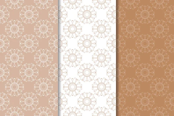 Kahverengi çiçek süsler. Tekstil ve duvar kağıtları için dikey Dikişsiz desen seti
