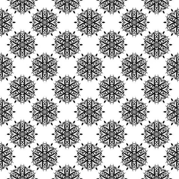 白色背景上的黑色花卉装饰品 纺织品和墙纸无缝图案 — 图库矢量图片