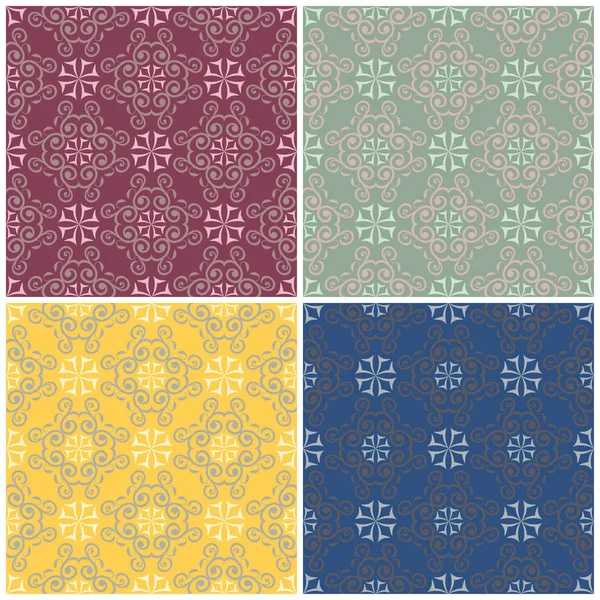 Çiçek desenleri sorunsuz. Renkli arka planlar ile tekstil ve duvar kağıtları için çiçek öğeleri kümesi