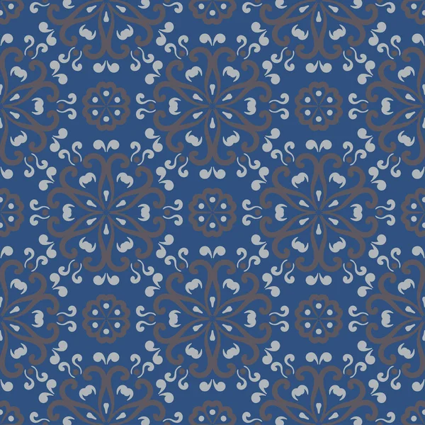 Sorunsuz arka plan. Mavi ve gri çiçek desenli duvar kağıdı, Tekstil ve kumaş için