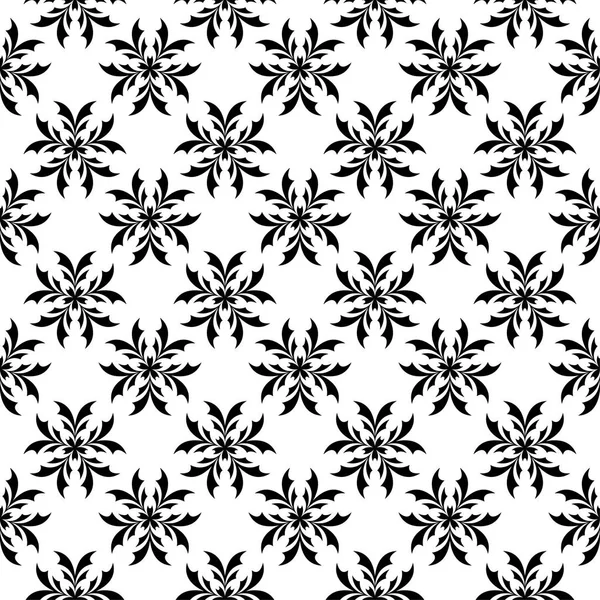 Beyaz arka planda siyah çiçek süsleme. Tekstil ve duvar kağıtları için seamless modeli