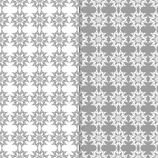 Beyaz ve gri arka plan çiçek kümesi. Tekstil ve duvar kağıtları için dikişsiz desen