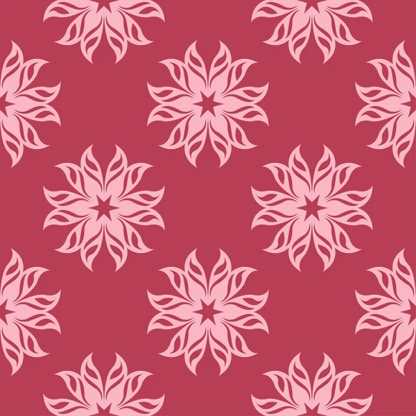 Kırmızı zemin üzerine çiçek süsleme. Tekstil ve duvar kağıtları için seamless modeli