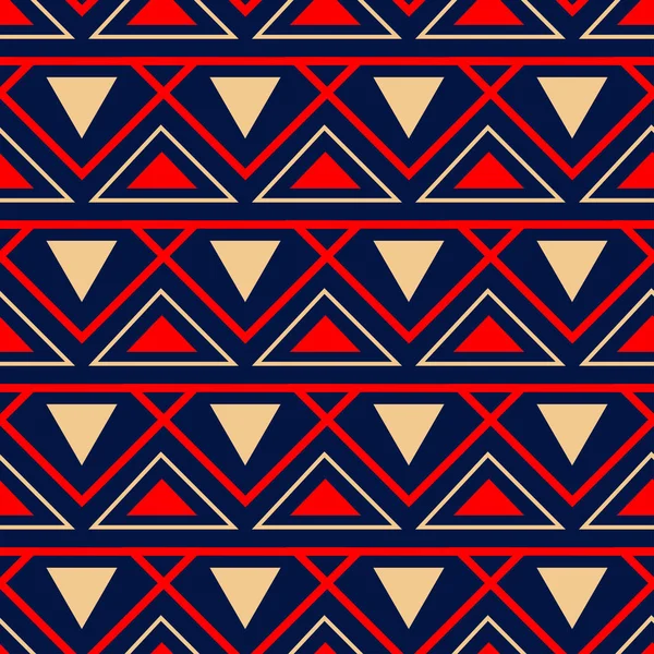 Geometrik mavi sorunsuz arka plan. Kırmızı ve bej renkli desen duvar kağıtları, Tekstil ve kumaş için