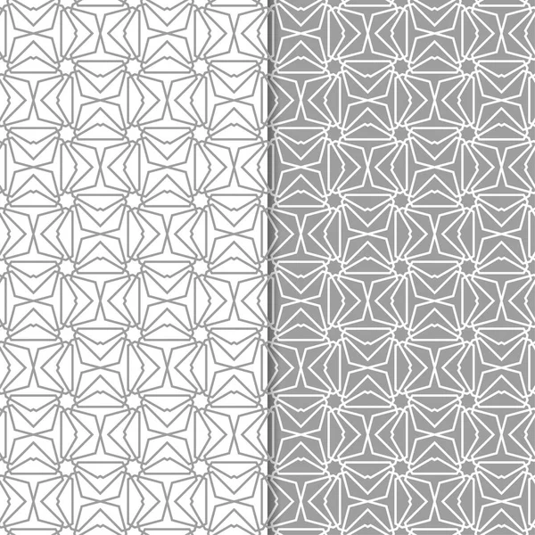 Gri ve beyaz geometrik süsler. Web, Tekstil ve duvar kağıtları için dikişsiz desen seti