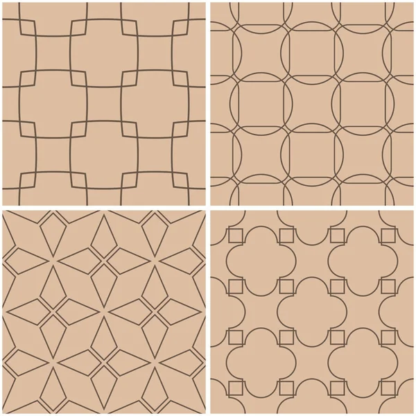 Patrones Geométricos Set Fondos Beige Marrón Sin Costuras Ilustración Vectorial — Vector de stock