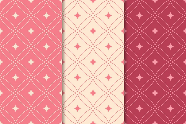 Kiraz kırmızısı geometrik süsler. Web, Tekstil ve duvar kağıtları için dikey Dikişsiz desen seti