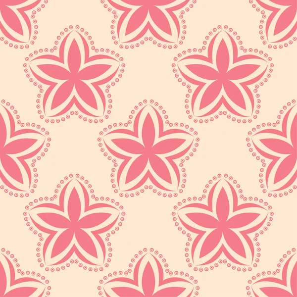 Bej renkli arka plan üzerinde kırmızı çiçekli süs. Tekstil ve duvar kağıtları için seamless modeli