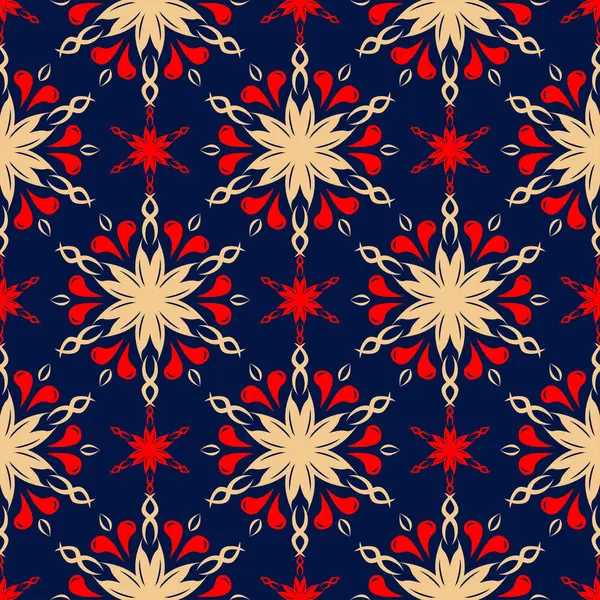 Kesintisiz mavi arka plan. Çiçek bej ve kırmızı desenli duvar kağıtları ve tekstil