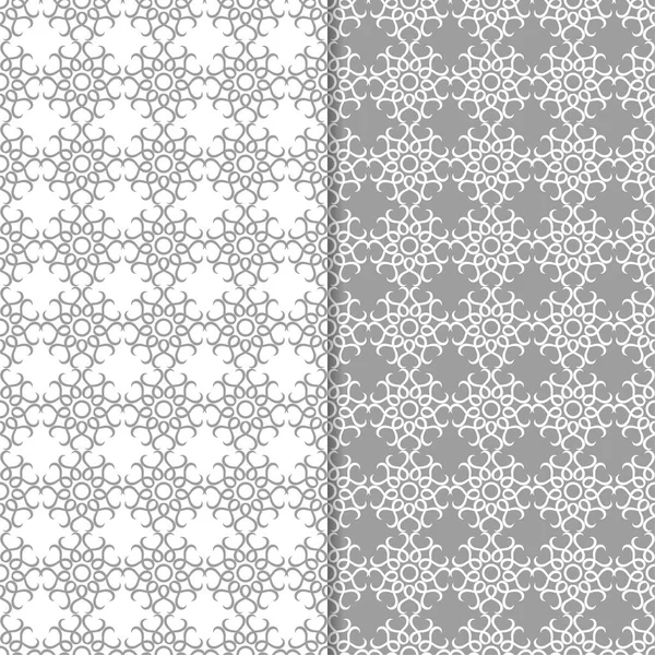 Beyaz ve gri çiçek arka planlar. Tekstil ve duvar kağıtları için dikişsiz desen seti