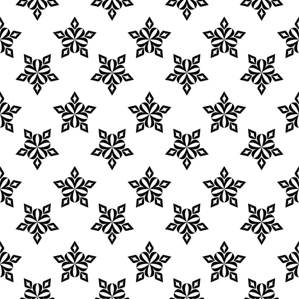 Adorno Floral Monocromo Blanco Negro Patrón Sin Costuras Para Textiles — Vector de stock