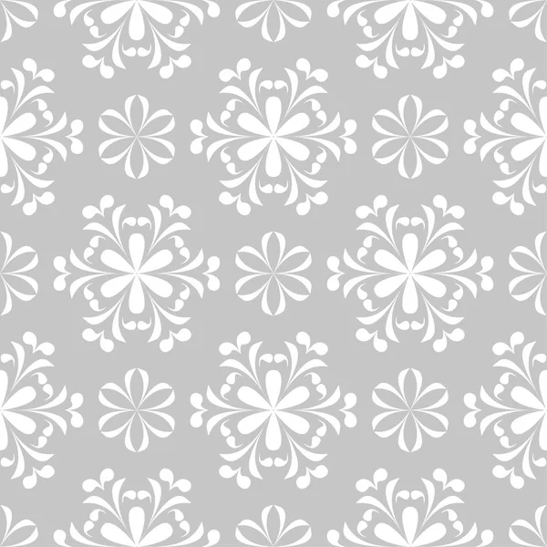 Gri arka plan üzerinde beyaz çiçek süsleme. Tekstil ve duvar kağıtları için seamless modeli