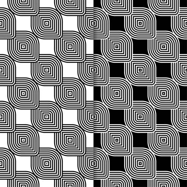 Siyah ve beyaz geometrik süsler. Web, Tekstil ve duvar kağıtları için dikişsiz desen seti