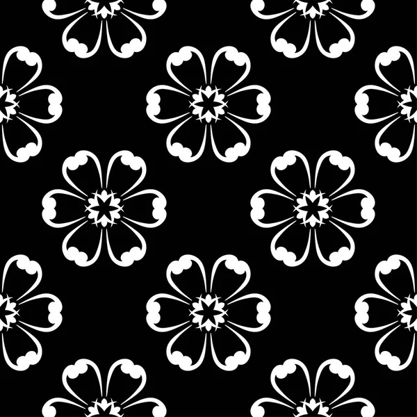 Siyah arka plan üzerine beyaz çiçek tasarım. Tekstil ve duvar kağıtları için seamless modeli