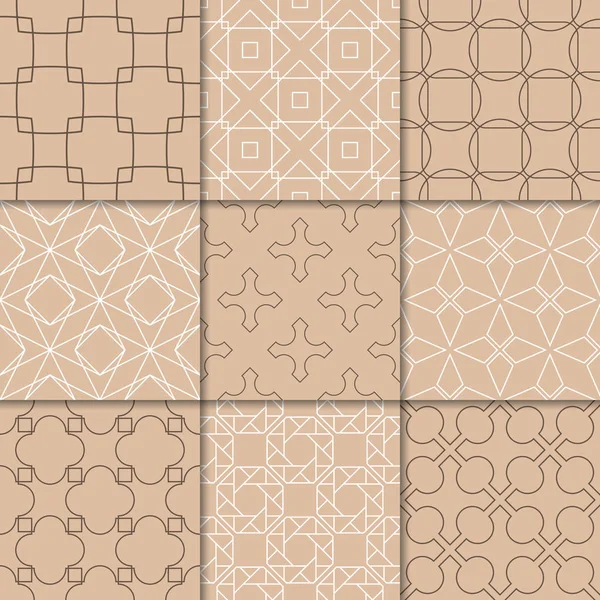 Kahverengi Bej geometrik süsler. Web, Tekstil ve duvar kağıtları için dikişsiz desen koleksiyonu