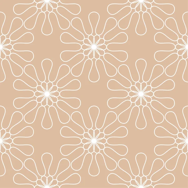 Bej sorunsuz arka plan üzerinde beyaz çiçek süsleme. Tekstil ve duvar kağıtları için seamless modeli