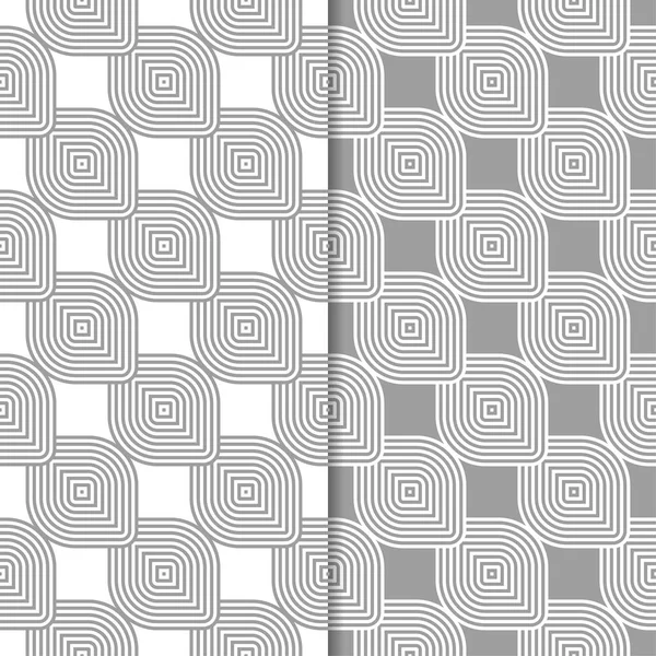 Gri ve beyaz geometrik süsler. Web, Tekstil ve duvar kağıtları için dikişsiz desen seti