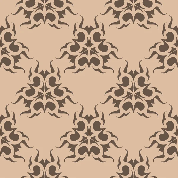 Ornement Floral Brun Sur Fond Beige Modèle Sans Couture Pour — Image vectorielle