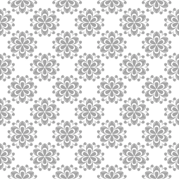 Adorno Floral Gris Claro Sobre Fondo Blanco Patrón Sin Costuras — Vector de stock