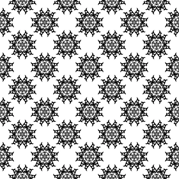 Beyaz arka planda siyah çiçek süsleme. Tekstil ve duvar kağıtları için seamless modeli