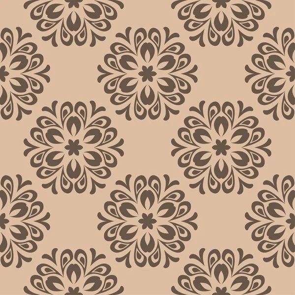 Brauner Blumenschmuck Auf Beigem Hintergrund Nahtloses Muster Für Textilien Und — Stockvektor