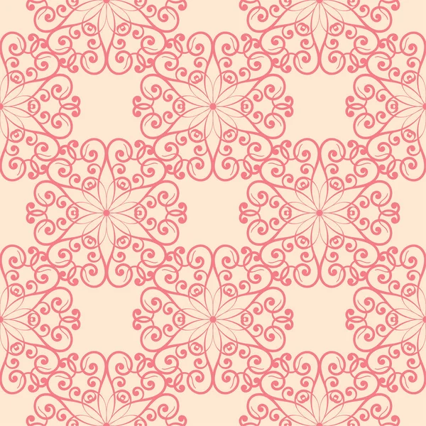 Bej renkli arka plan üzerinde kırmızı çiçekli süs. Tekstil ve duvar kağıtları için seamless modeli