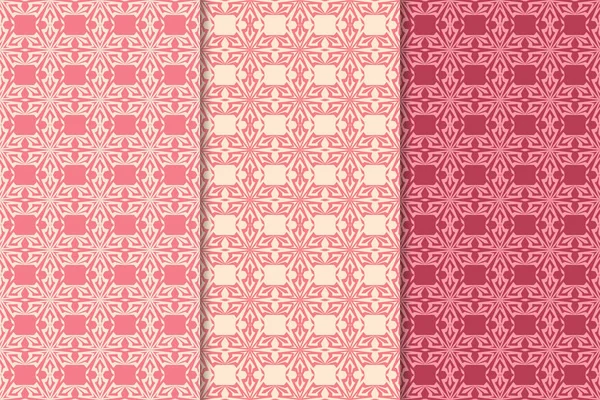 Kırmızı çiçekli süsler kümesi. Kiraz pembe dikey Dikişsiz desen. Duvar kağıdı arka plan