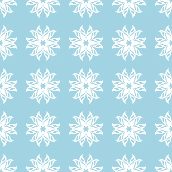 Mavi zemin üzerine beyaz çiçek süsleme. Tekstil ve duvar kağıtları için seamless modeli