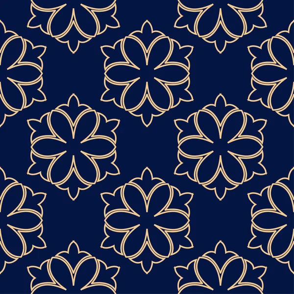 Goudgele Bloemen Blauwe Achtergrond Naadloze Patroon Voor Textiel Wallpapers — Stockvector
