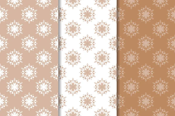 Kahverengi çiçek arka planlar. Tekstil ve duvar kağıtları için dikişsiz desen seti