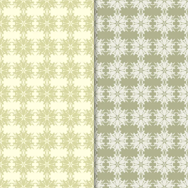 Zeytin yeşili çiçek arka planlar. Tekstil ve duvar kağıtları için dikişsiz desen seti