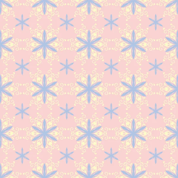 Pembe çiçek seamless modeli ile duvar kağıdı, Tekstil ve kumaş için ışık mavi ve sarı çiçek öğeleri