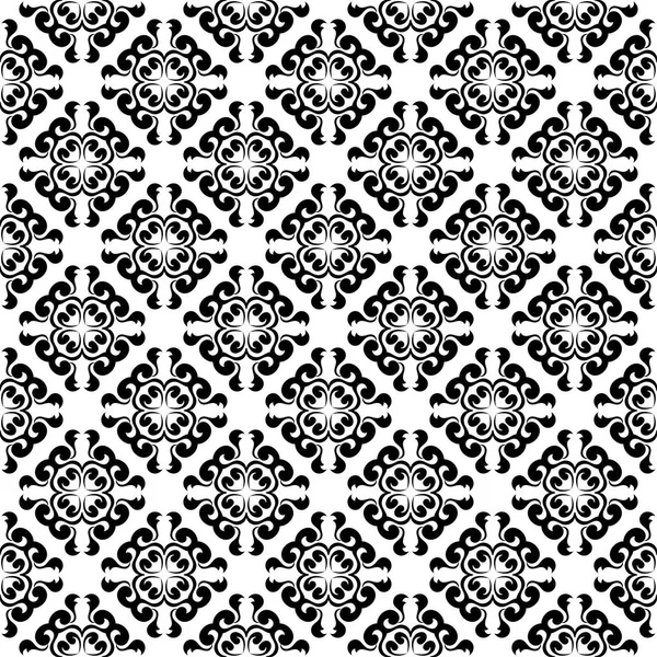 Beyaz arka planda siyah çiçek süsleme. Tekstil ve duvar kağıtları için seamless modeli