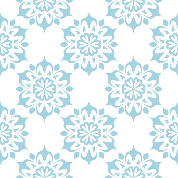 Padrão Sem Costura Floral Azul Fundo Branco Design Sem Costura — Vetor de Stock