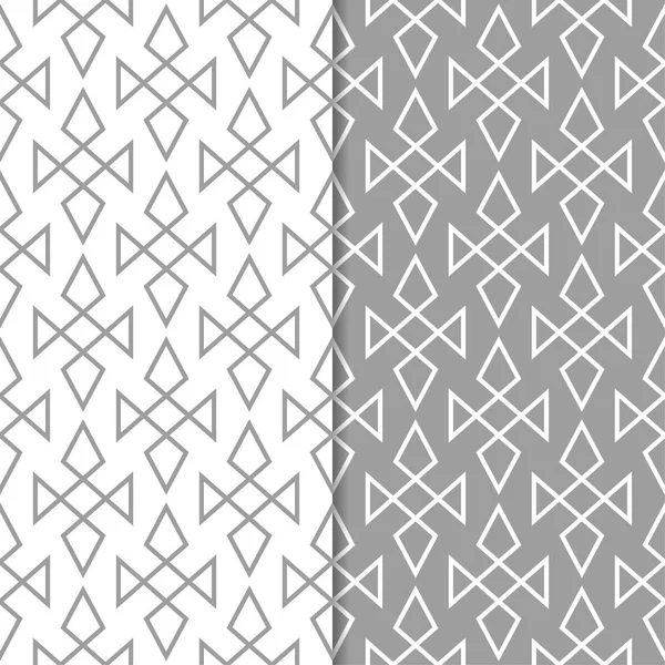 Gri ve beyaz geometrik süsler. Web, Tekstil ve duvar kağıtları için dikişsiz desen seti
