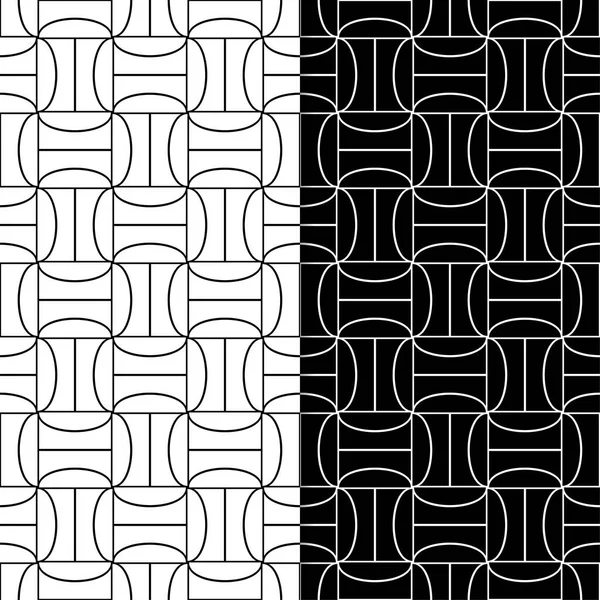 Empreintes Géométriques Noir Blanc Ensemble Motifs Sans Couture Pour Toile — Image vectorielle