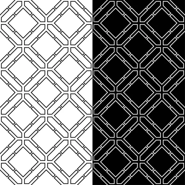 Black White Geometric Ornaments Set Seamless Patterns Web Textile Wallpapers — Stock Vector