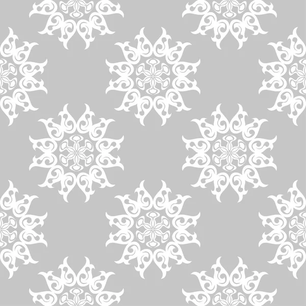 Gri arka plan üzerinde beyaz çiçek süsleme. Tekstil ve duvar kağıtları için seamless modeli