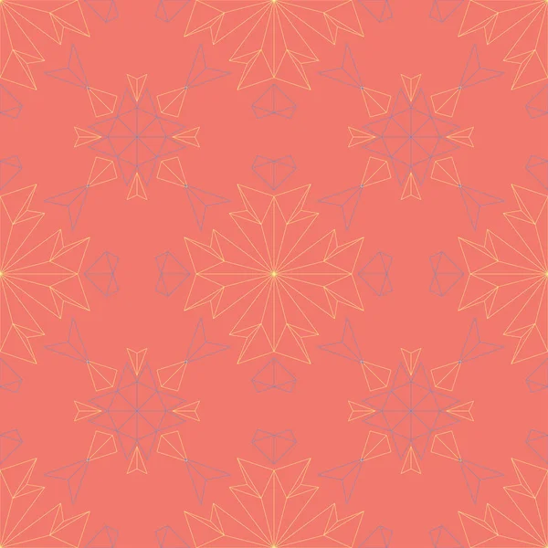 Çiçek tasarım seamless modeli. Somon kırmızı zemin üzerine parlak sarı ve mavi çiçek öğeleri