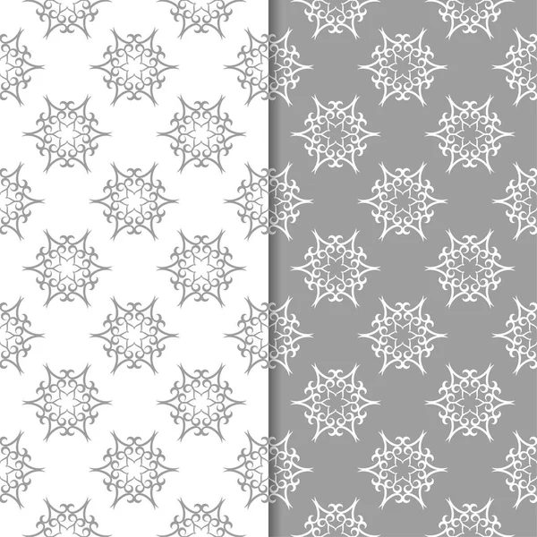 Beyaz ve gri arka plan çiçek kümesi. Tekstil ve duvar kağıtları için dikişsiz desen