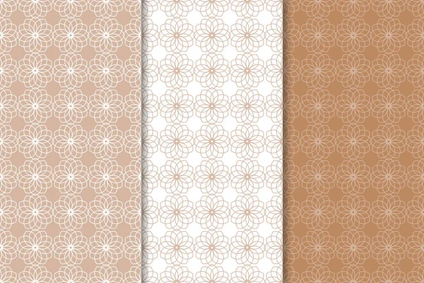Web, Tekstil ve duvar kağıtları için geometrik Dikişsiz desen kahverengi ve beyaz set